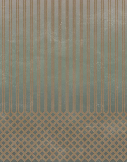 Tecnografica Art Collections Paolo Giordano & Simona Cardinetti: Oscar Greeny Brass - mural z motywem pionowych pasów i kratki