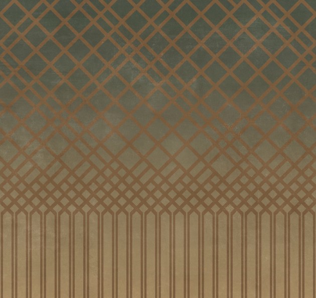 Tecnografica Art Collections Paolo Giordano & Simona Cardinetti: Greta Forest Brass - mural z motywem pionowych pasów i kratki