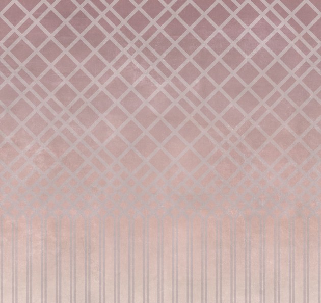 Tecnografica Art Collections Paolo Giordano & Simona Cardinetti: Greta Powder Pink - mural z motywem pionowych pasów i kratki