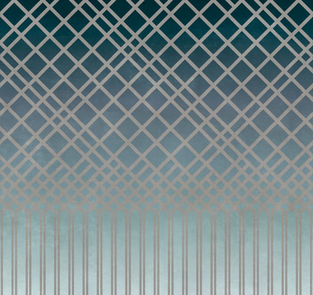 Tecnografica Art Collections Paolo Giordano & Simona Cardinetti: Greta Deep Blue - mural z motywem pionowych pasów i kratki