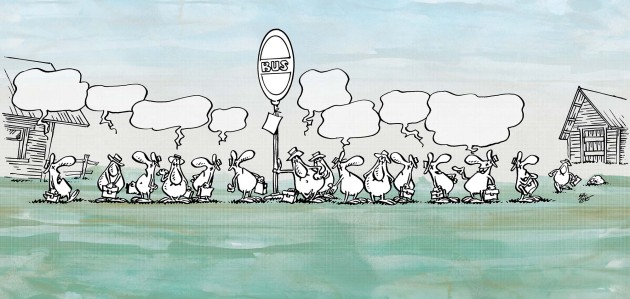 Tecnografica Art Collections Lupo Alberto: Bus Stop Green for Fantasty - mural z motywem postaci i przystanku autobusowego