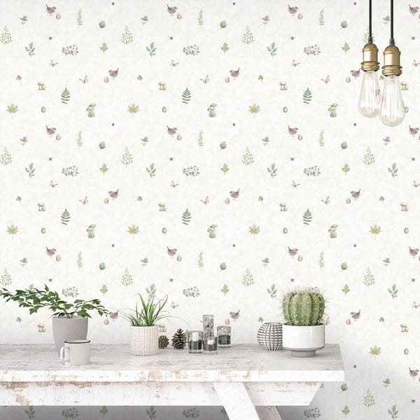 Galerie G45442 Just Kitchen - leśna tapeta z motywem trzmiela, liści, kwiatów, grzybów, kwiatów i motyli