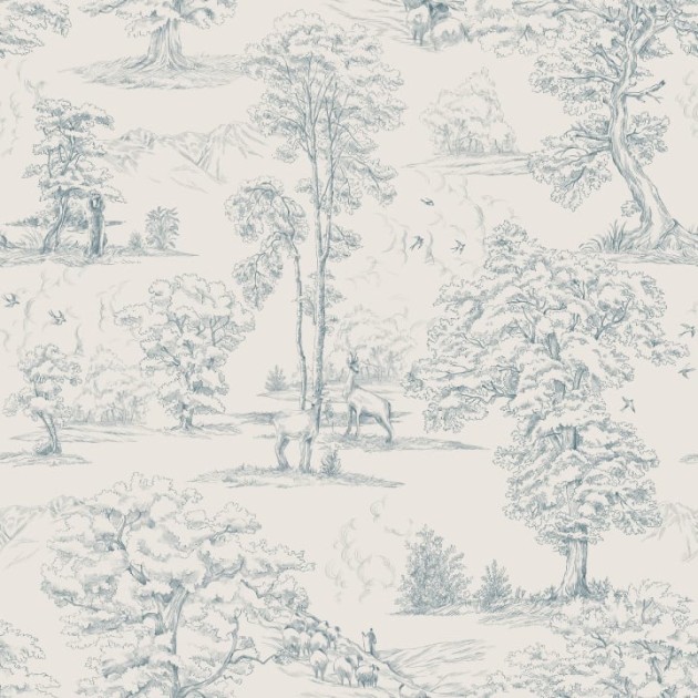 Sandberg S10254 Le Village Montfort Indigo Blue - tapeta ze szkicem wioski