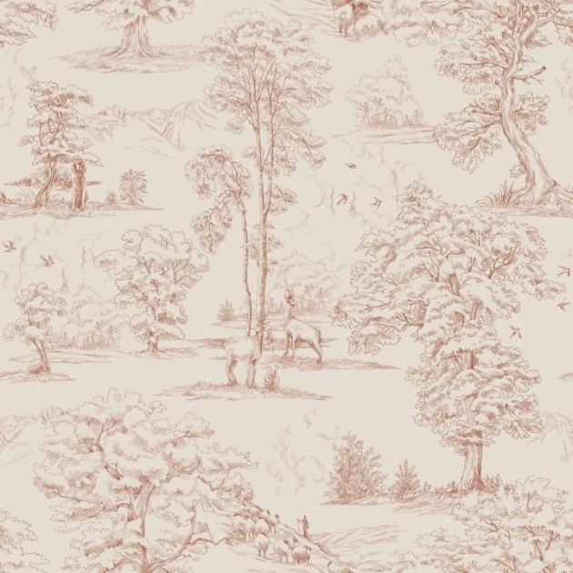 Sandberg S10255 Le Village Montfort Terracotta - tapeta ze szkicem wioski