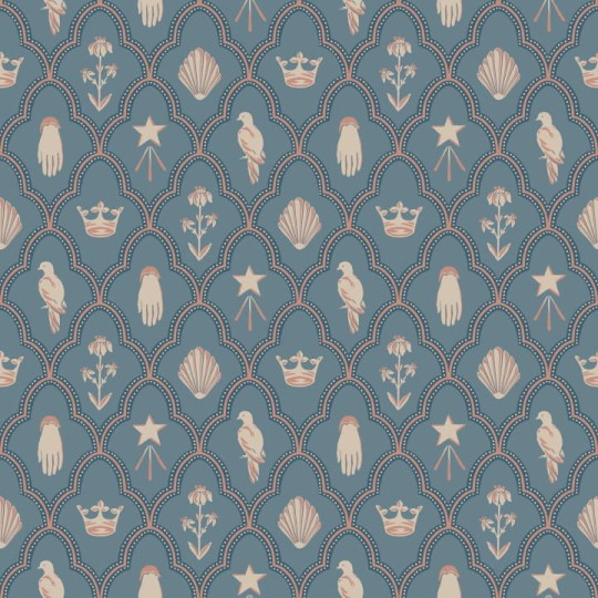 Sandberg S10272 Le Village Turtledove Barn Indigo Blue - tapeta z symbolicznymi ikonami