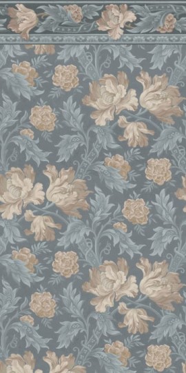 Sandberg S10278 Le Village Esther Misty Blue - mural z kwiatami w wiejskim stylu