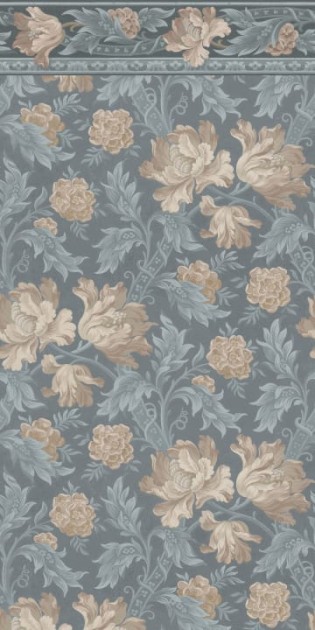 Sandberg S10278 Le Village Esther Misty Blue - mural z kwiatami w wiejskim stylu