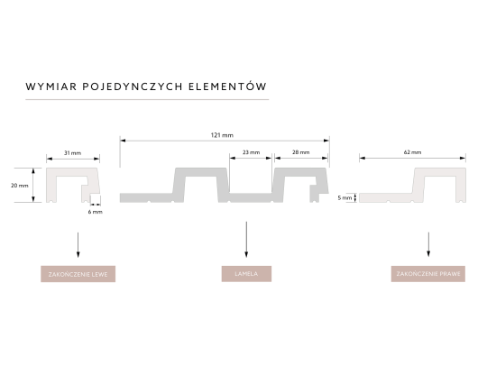 Zakończenie Lamelli Largo L0302LT lewe dąb jasny