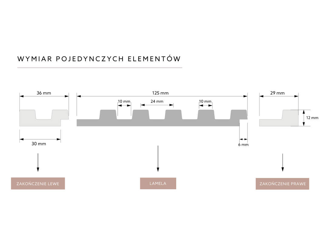 Zakończenie Lamelli Stretto L0106LT lewe dąb klasyczny