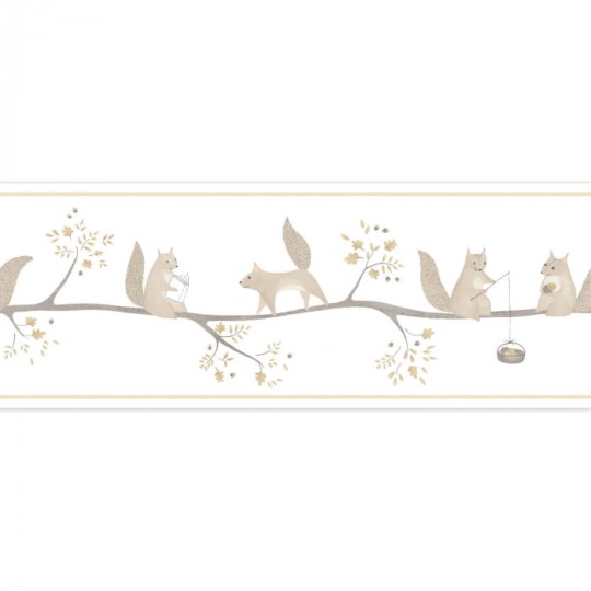 Casadeco 85621064 Rose & Nino Cad Frise Oscar - border z motywem zabawnych wiewiórek na drzewie