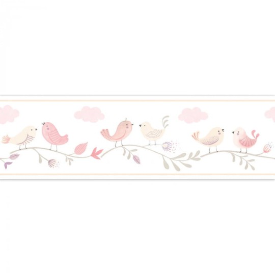 Casadeco 85594256 Rose & Nino Cad Frise Rose - border z motywem ptaków na gałązce