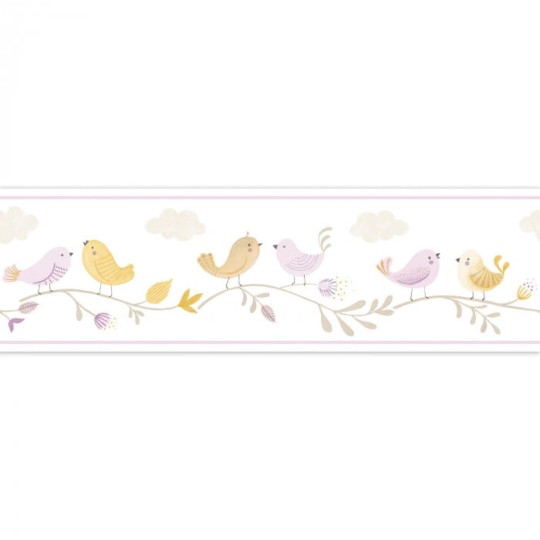Casadeco 85596299 Rose & Nino Cad Frise Rose - border z motywem ptaków na gałązce