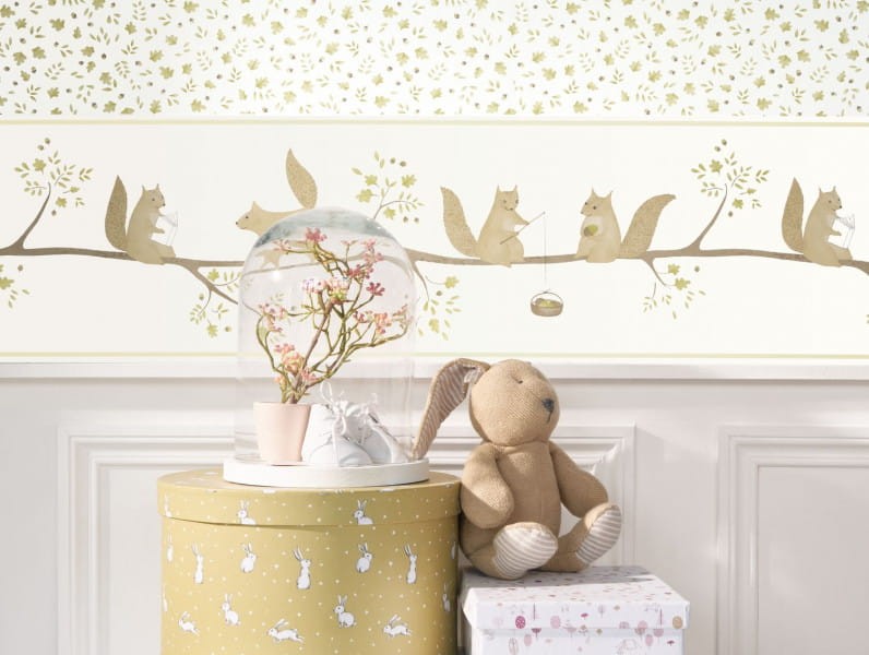 Casadeco 85631033 Rose & Nino Cad Espiegle - tapeta z motywem spadających liści