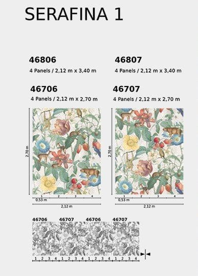 Marburg 46707 Smart Art Aspiration - mural z motywem liści, owoców, kwiatów i dzikich zwierząt