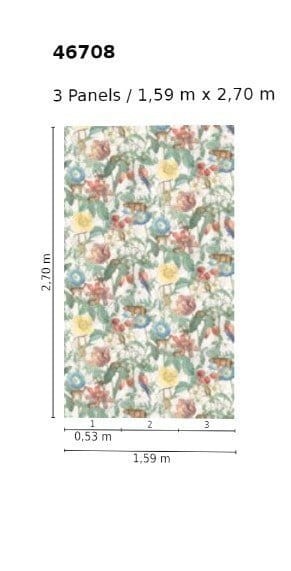 Marburg 46708 Smart Art Aspiration - mural z motywem liści, owoców, kwiatów i dzikich zwierząt