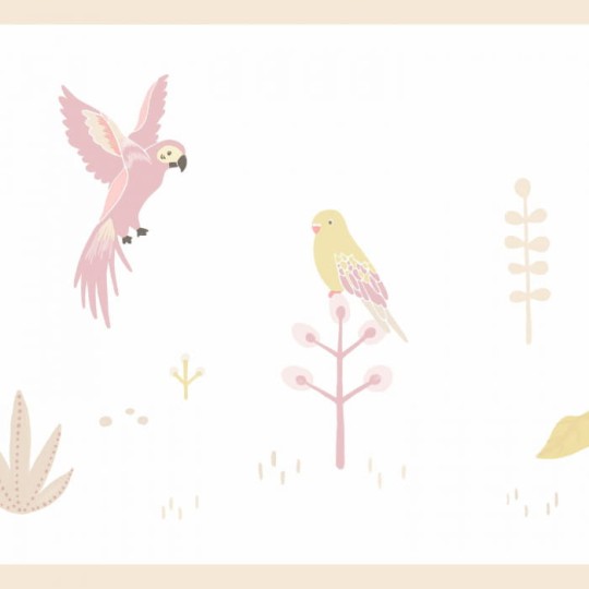 Casadeco 82875236 Happy Dreams Tropical - border z motywem papug, flamingów, tukanów i liści