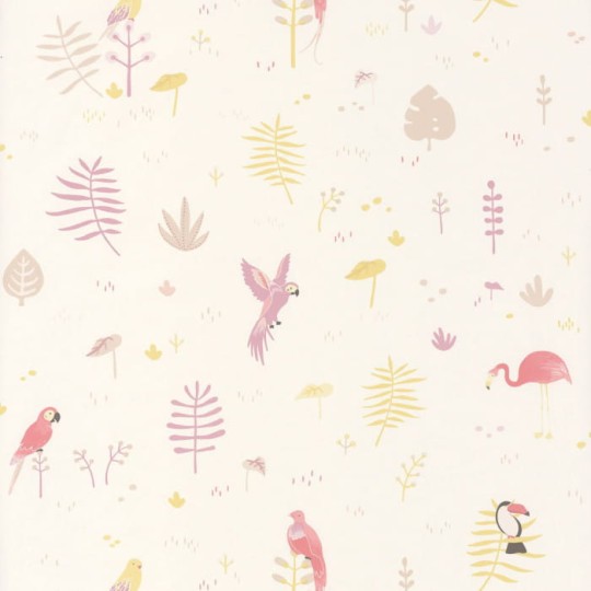 Casadeco 82925203 Happy Dreams Tropical - tapeta z motywem papug, flamingów, tukanów i liści