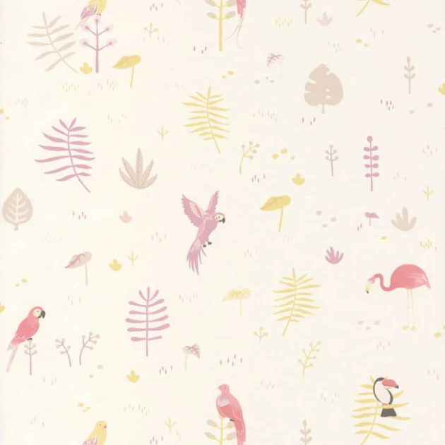 Casadeco 82925203 Happy Dreams Tropical - tapeta z motywem papug, flamingów, tukanów i liści
