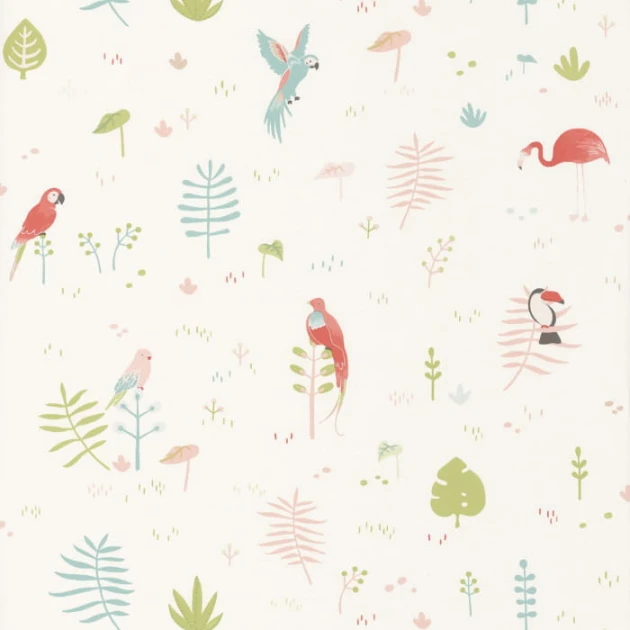 Casadeco 82923102 Happy Dreams Tropical - tapeta z motywem papug, flamingów, tukanów i liści