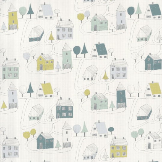 Casadeco 82847128 Happy Dreams Small Village - tapeta z motywem budynków