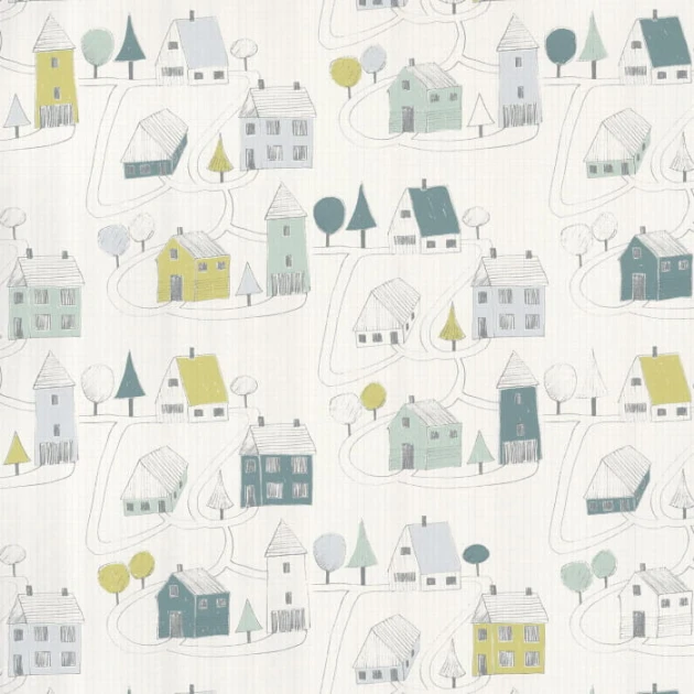 Casadeco 82847128 Happy Dreams Small Village - tapeta z motywem budynków