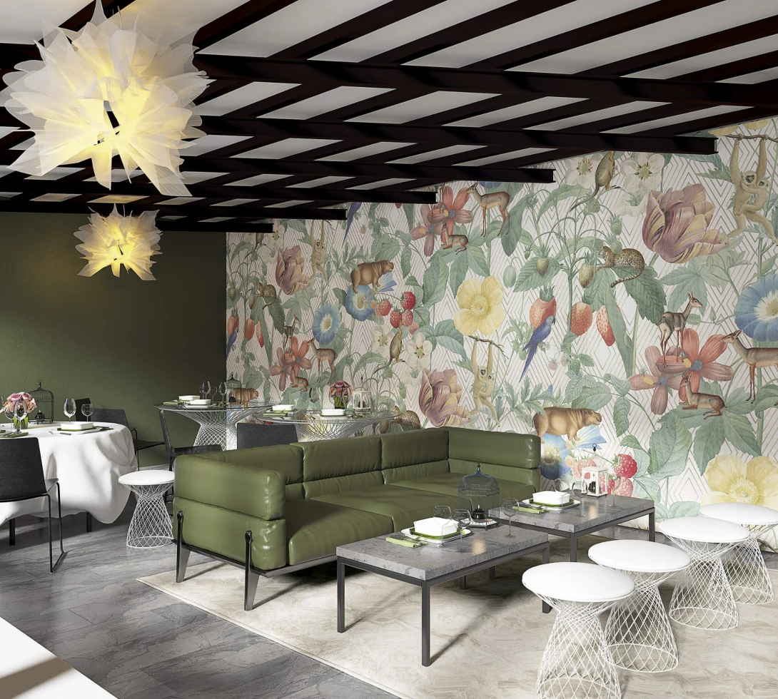 Marburg 46707 Smart Art Aspiration - mural z motywem liści, owoców, kwiatów i dzikich zwierząt