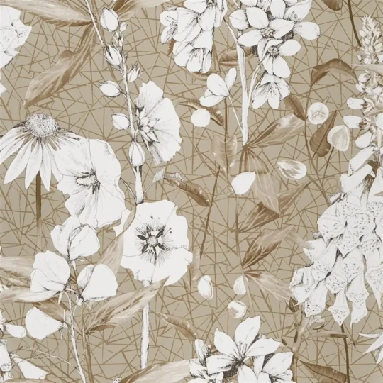 Designers Guild PDG1050/05 Mandora Emilie Gold - tapeta z motywem łąki i kwiatów