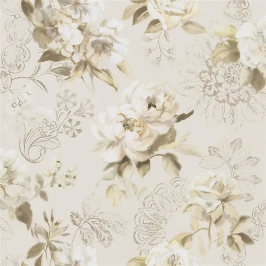 Designers Guild PDG1051/05 Mandora Victorine Pale Birch - tapeta z motywem łąki i kwiatów