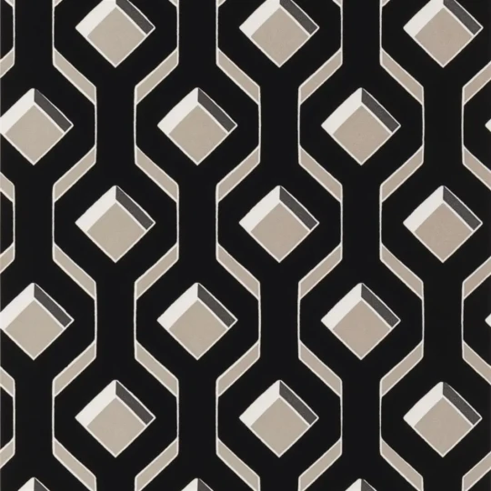 Designers Guild PDG1053/05 Mandora Chareau Noir - tapeta z motywem rombów