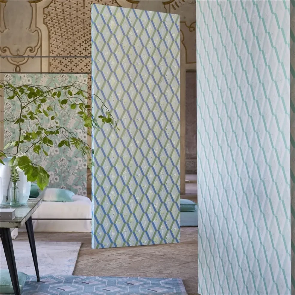 Designers Guild PDG1054/08 Mandora Jourdain Cobalt - tapeta z motywem rombów