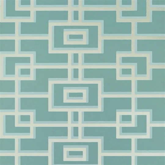 Designers Guild P533/10 Zardozi Rheinsberg Teal - tapeta z motywem prostokątów