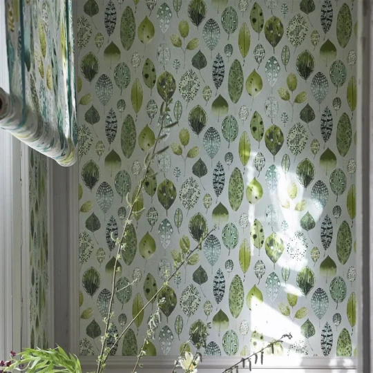 Designers Guild PDG1060/05 Zardozi Tulsi Eau De Nil - tapeta z motywem liści