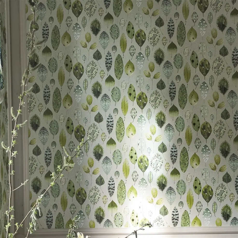 Designers Guild PDG1060/05 Zardozi Tulsi Eau De Nil - tapeta z motywem liści