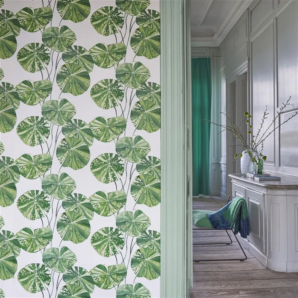 Designers Guild PDG1061/01 Zardozi Brahmi Leaf - tapeta z motywem liści