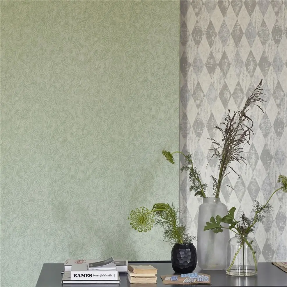 Designers Guild PDG1090/01 Foscari Fresco Arlecchino Ivory - tapeta z motywem rombów