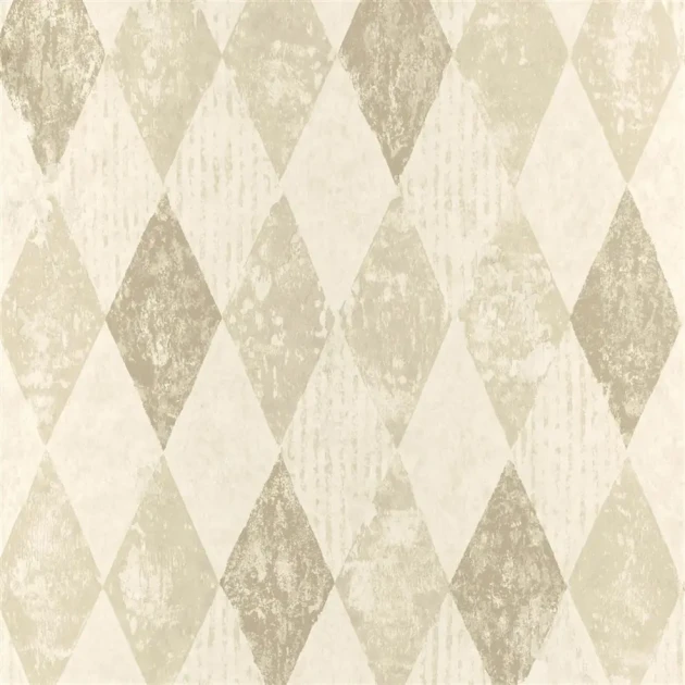 Designers Guild PDG1090/02 Foscari Fresco Arlecchino Parchment - tapeta z motywem rombów