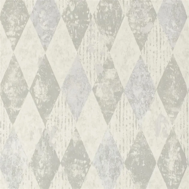 Designers Guild PDG1090/04 Foscari Fresco Arlecchino Concrete - tapeta z motywem rombów