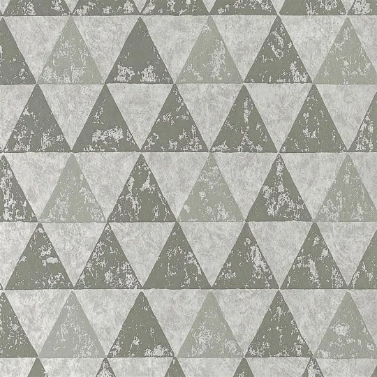 Designers Guild PDG1091/03 Foscari Fresco Dorsoduro Silver - tapeta z motywem trójkątów