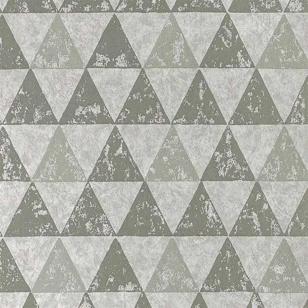 Designers Guild PDG1091/03 Foscari Fresco Dorsoduro Silver - tapeta z motywem trójkątów
