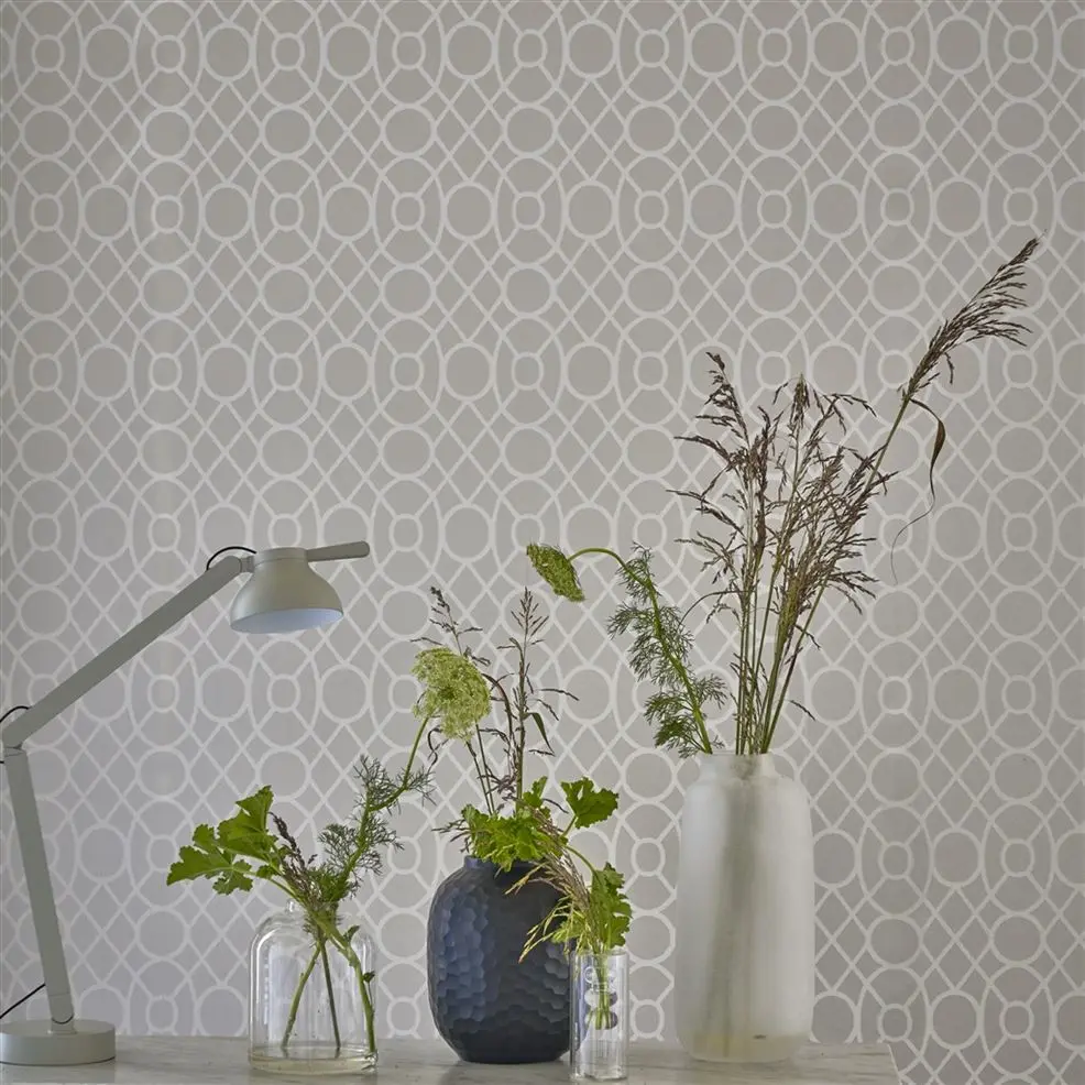 Designers Guild PDG1093/02 Foscari Fresco Marletti Pearl - tapeta z motywem geometrycznym