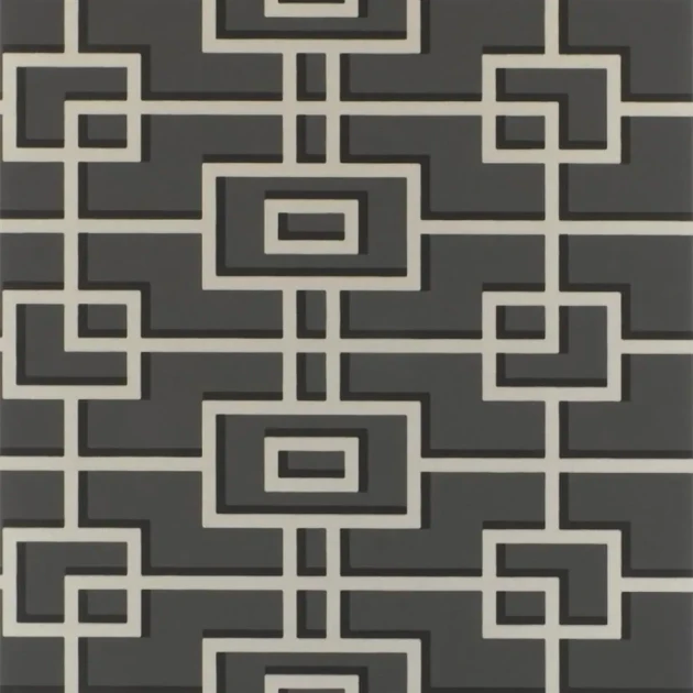 Designers Guild P533/05 Geometric RHEINSBERG - NOIR - tapeta z motywem kratki