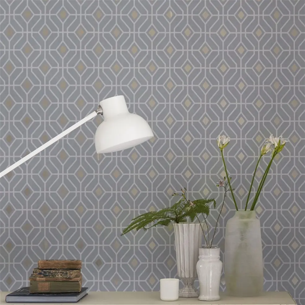 Designers Guild PDG1026/04 Geometric Laterza Delft - tapeta z motywem kratki