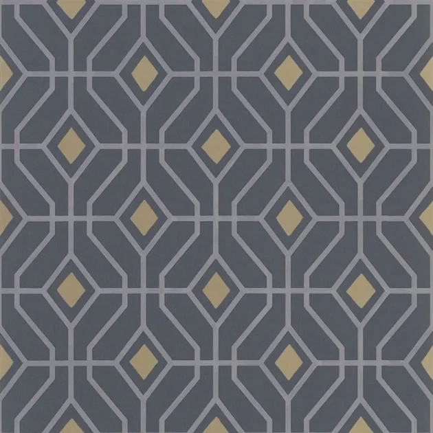 Designers Guild PDG1026/05 Geometric Laterza Graphite - tapeta z motywem kratki