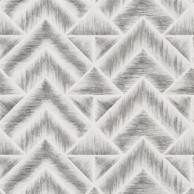 Designers Guild PDG1049/01 Geometric Mandora Graphite - tapeta z motywem geometrycznych kwadratów