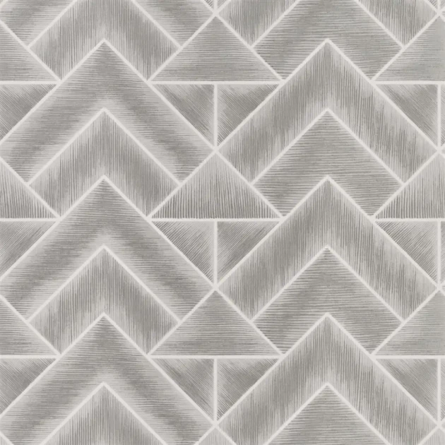 Designers Guild PDG1049/02 Geometric Mandora Silver - tapeta z motywem geometrycznych kwadratów