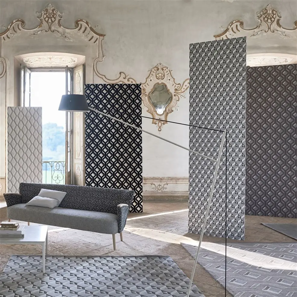 Designers Guild PDG1053/03 Geometric Chareau Zinc - tapeta z motywem kubistycznym