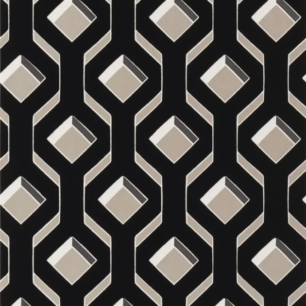 Designers Guild PDG1053/05 Geometric Chareau Noir - tapeta z motywem kubistycznym
