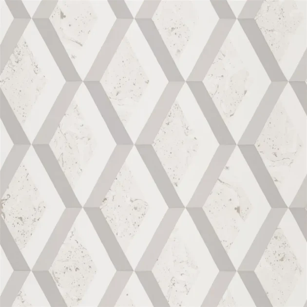 Designers Guild PDG1054/01 Geometric Jourdain Steel - tapeta z motywem rombów
