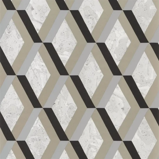 Designers Guild PDG1054/05 Geometric Jourdain Noir - tapeta z motywem rombów