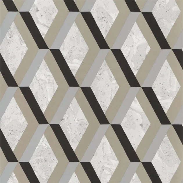 Designers Guild PDG1054/05 Geometric Jourdain Noir - tapeta z motywem rombów
